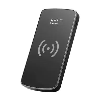 Ultra-thin wireless power bank with mirror 10000mAh in gold colour plastic shell
