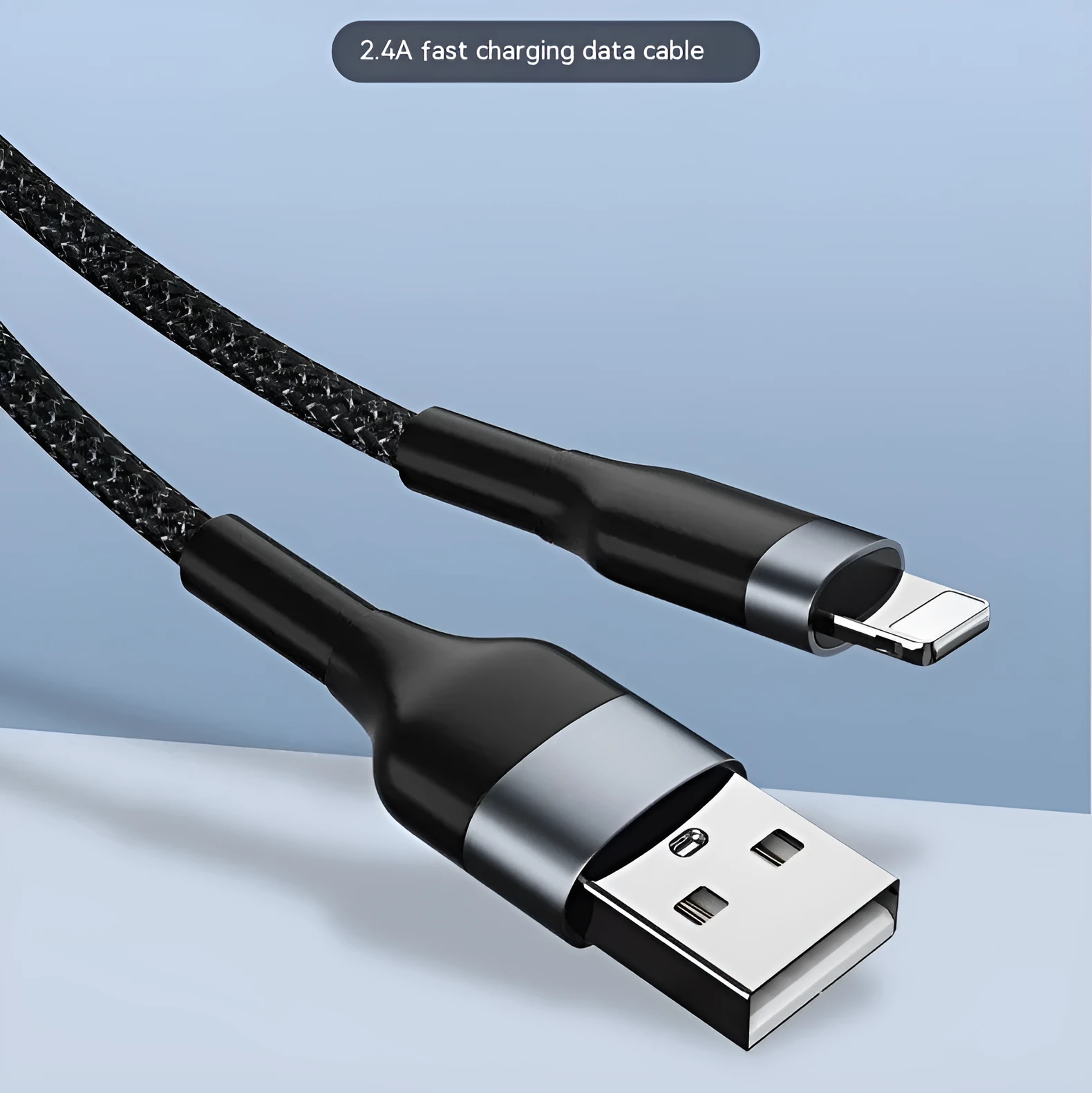 Braided data cable 2m woven fast charging USB Micro USB Type-C black