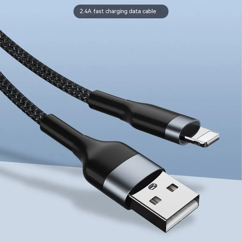 Braided data cable 2m woven fast charging USB Micro USB Type-C black