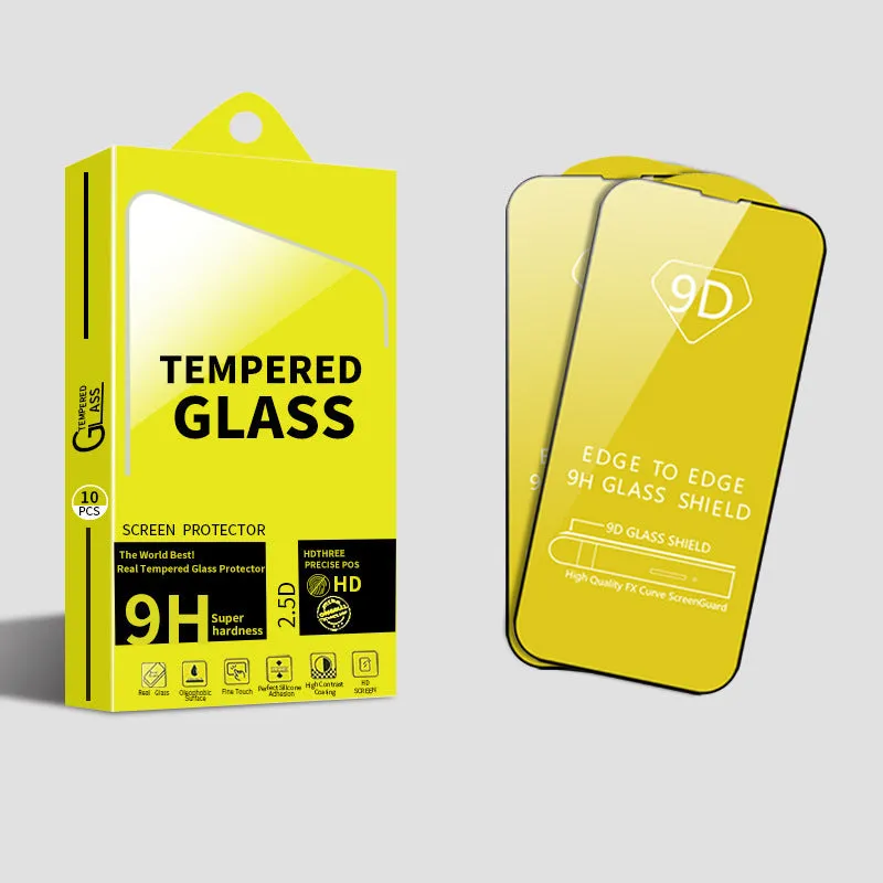 Three-pack tempered glass screen protector for Apple iPhone 13 mini with film tool in cowhide box