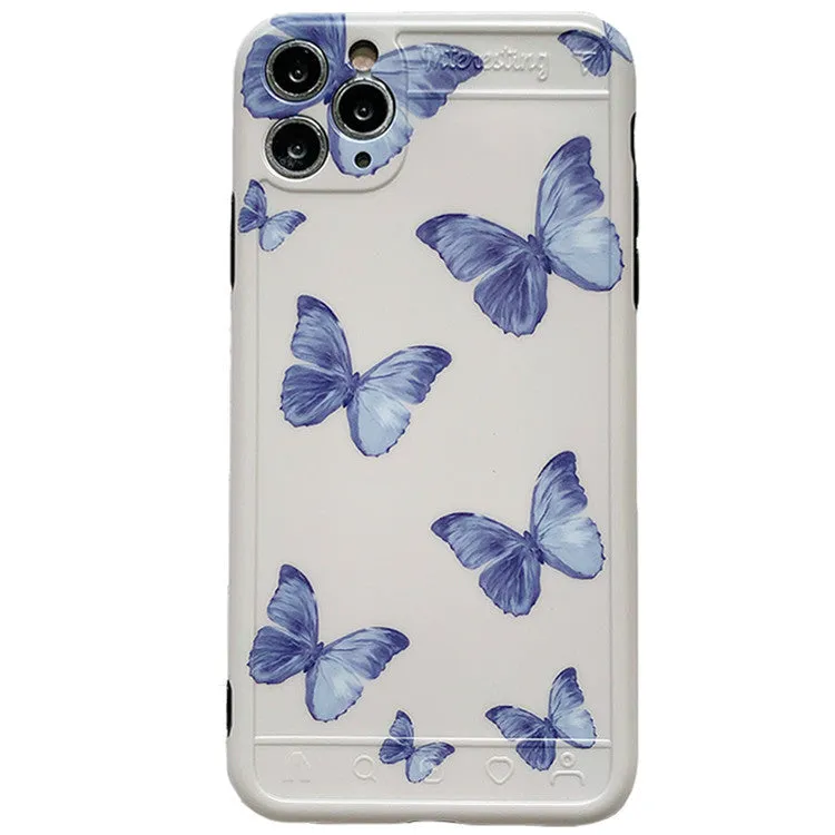 Purple butterfly phone case cover in IMD soft shell material for iPhone