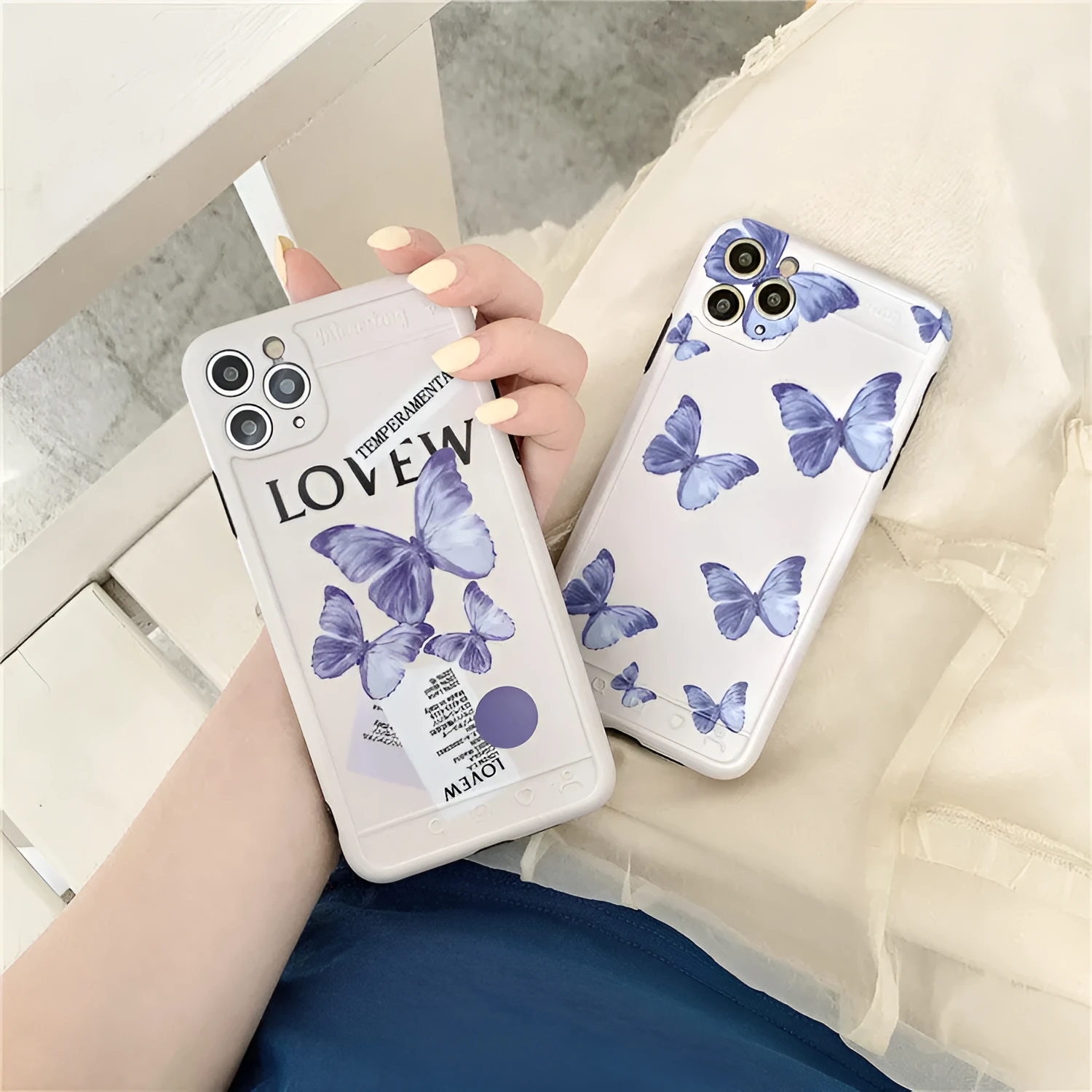 Purple butterfly phone case cover in IMD soft shell material for iPhone