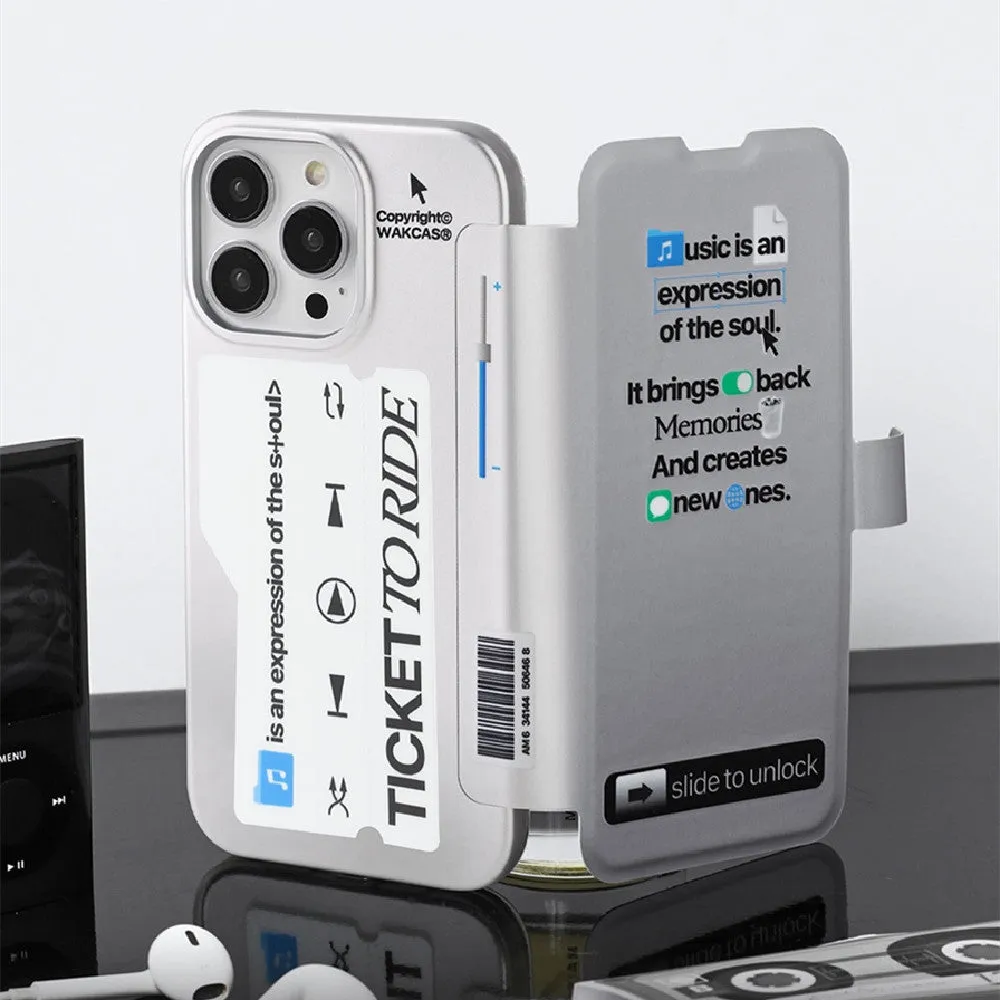 Personalised flip phone case music plated silver shell for iPhone 13 12 11 series plastic fall prevention