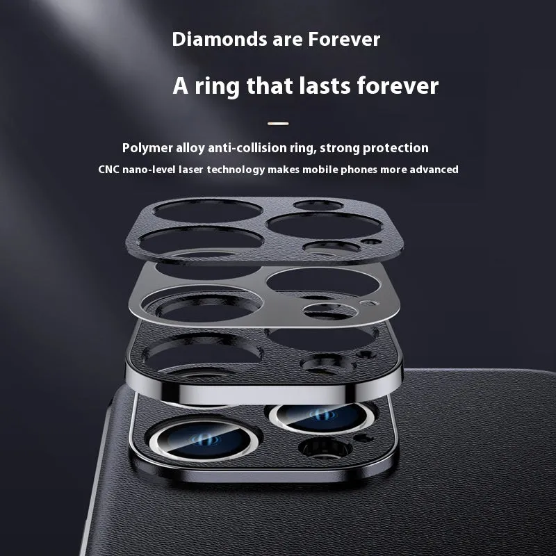 Genuine leather plating shell phone case with anti-fall protection for iPhone, plain Napa texture black