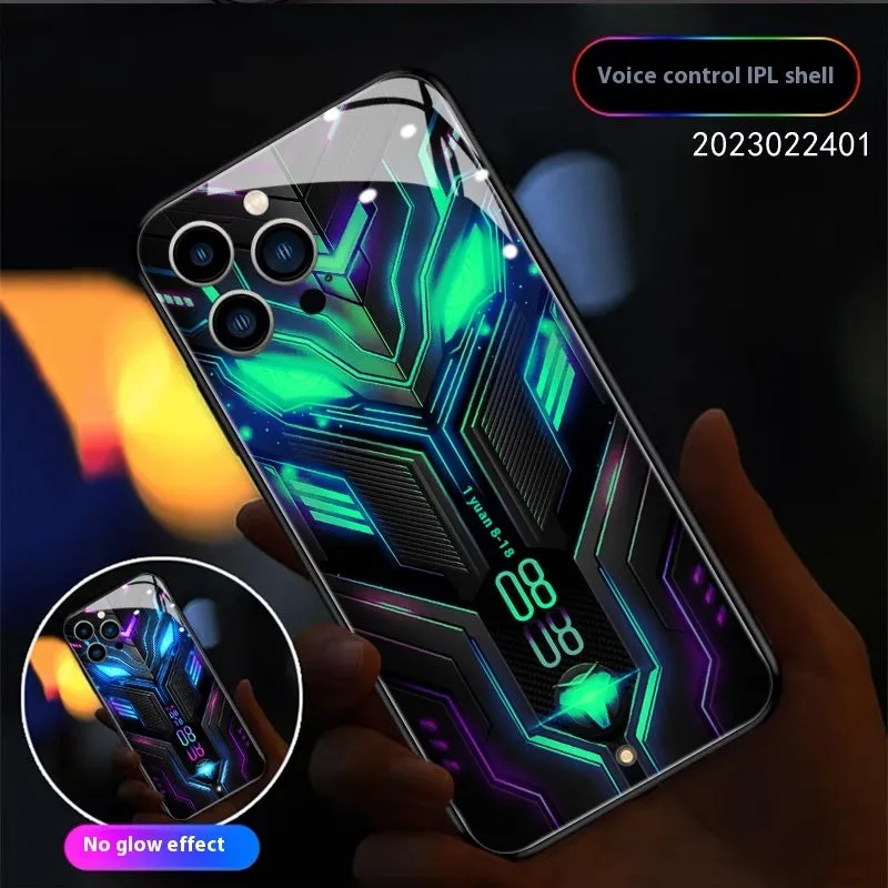 Racing car creative style glass phone case for Apple iPhone 15 in green with shockproof and anti-fingerprint protection