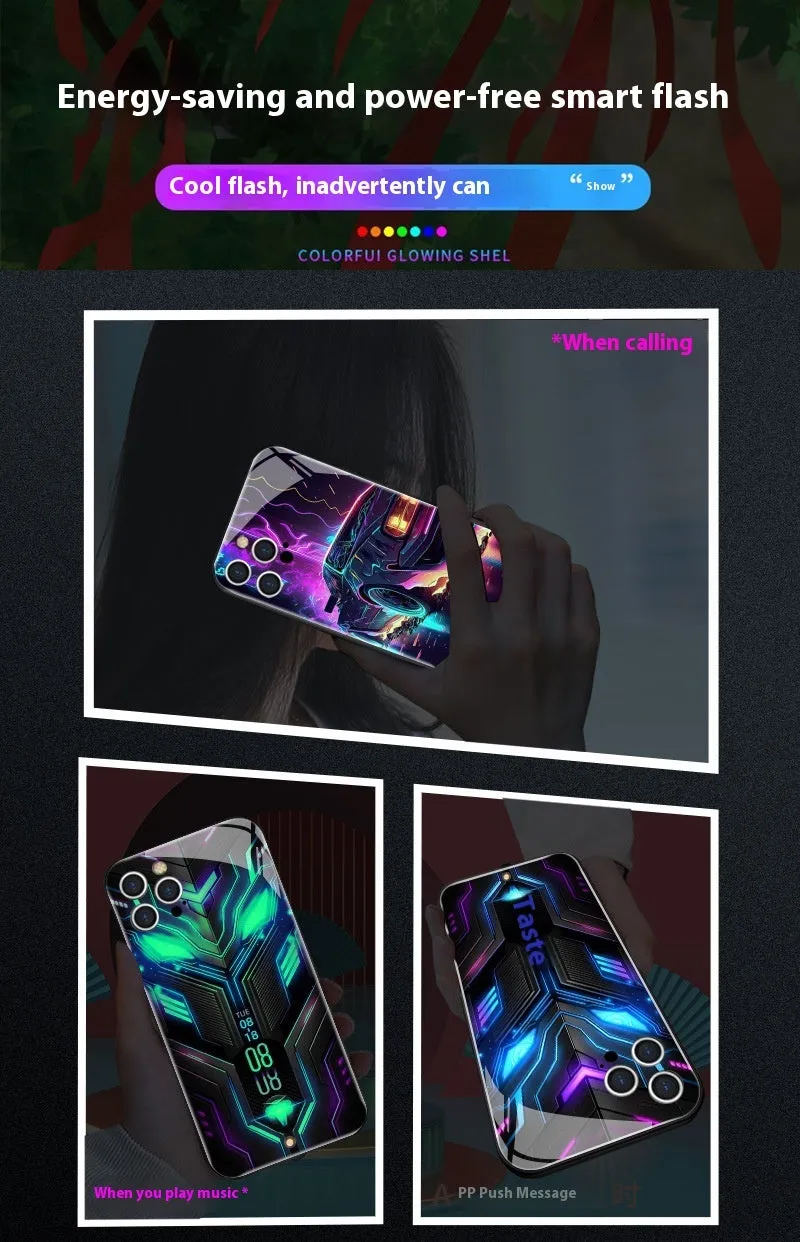 Racing car creative style glass phone case for Apple iPhone 15 in green with shockproof and anti-fingerprint protection