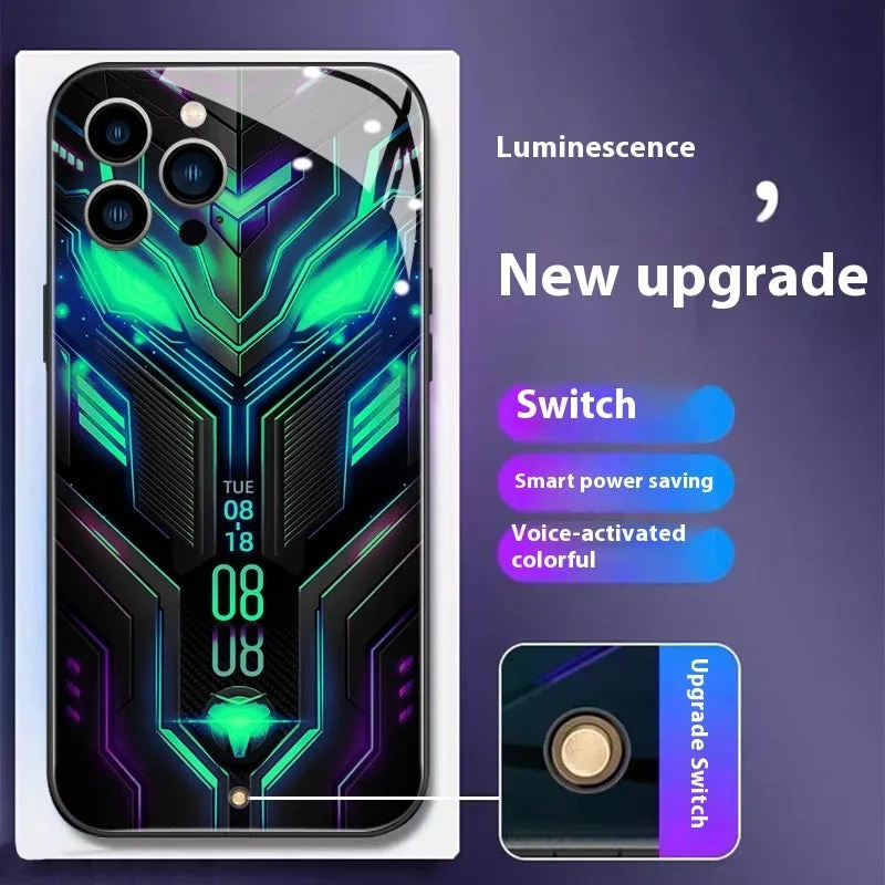 Racing car creative style glass phone case for Apple iPhone 15 in green with shockproof and anti-fingerprint protection