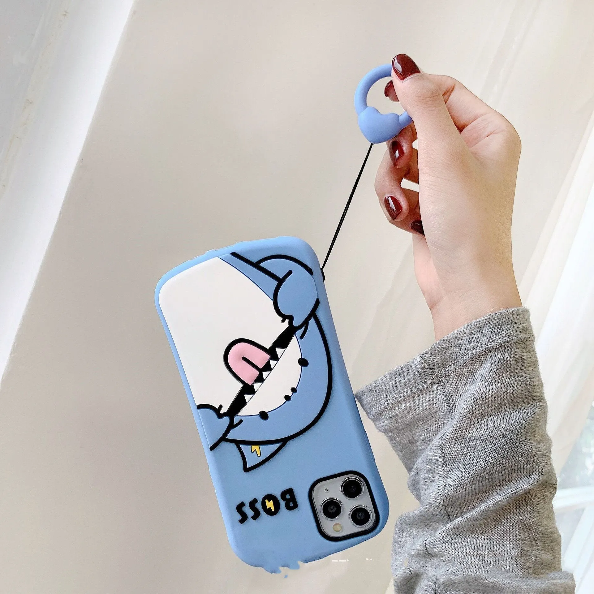 Lightning Shark silicone soft phone case back cover for iPhone with cartoon animal design