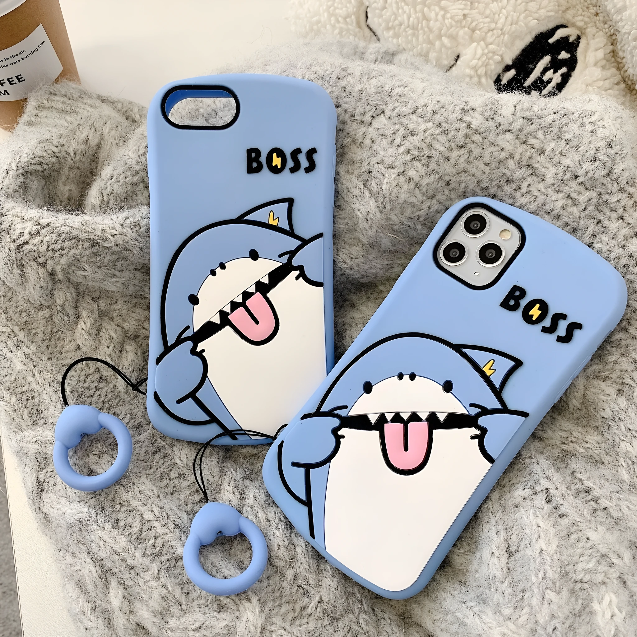 Lightning Shark silicone soft phone case back cover for iPhone with cartoon animal design
