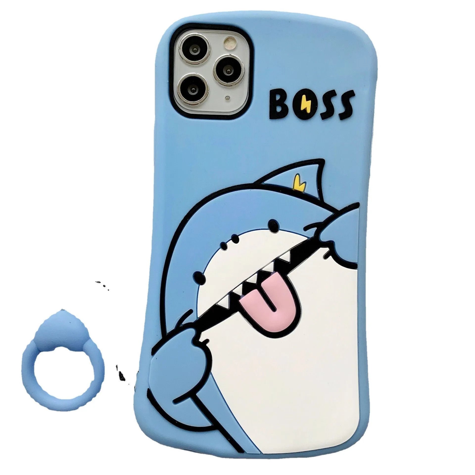 Lightning Shark silicone soft phone case back cover for iPhone with cartoon animal design