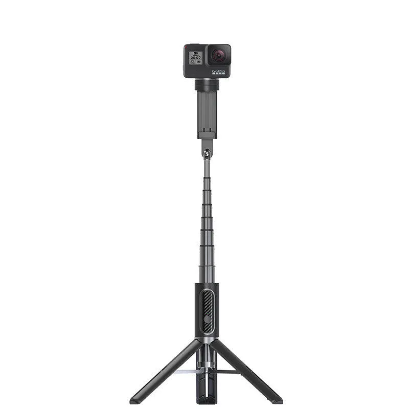Standard black multifunctional aluminium alloy remote control tripod selfie stick compatible with Apple iPhone