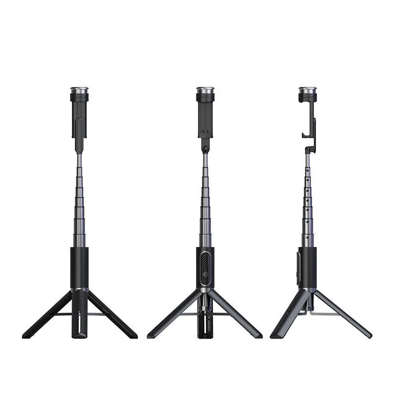 Standard black multifunctional aluminium alloy remote control tripod selfie stick compatible with Apple iPhone