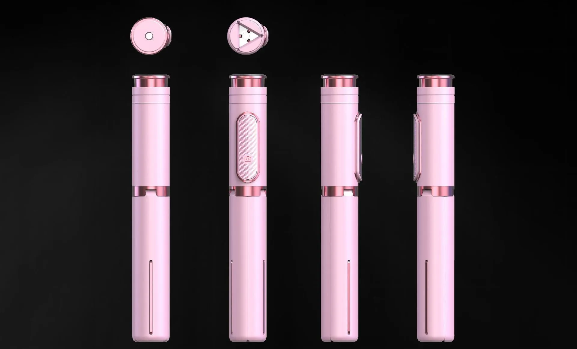 Standard black multifunctional aluminium alloy remote control tripod selfie stick compatible with Apple iPhone