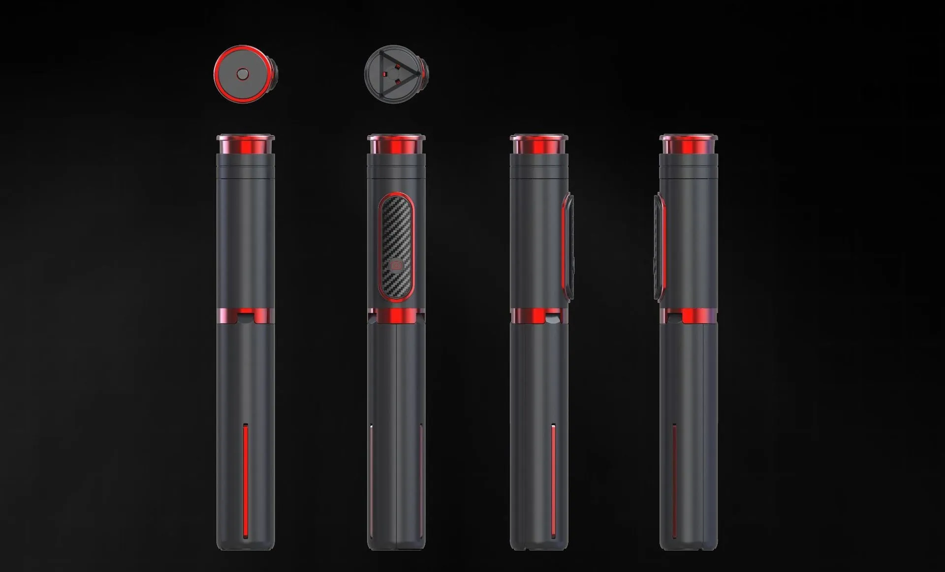 Standard black multifunctional aluminium alloy remote control tripod selfie stick compatible with Apple iPhone