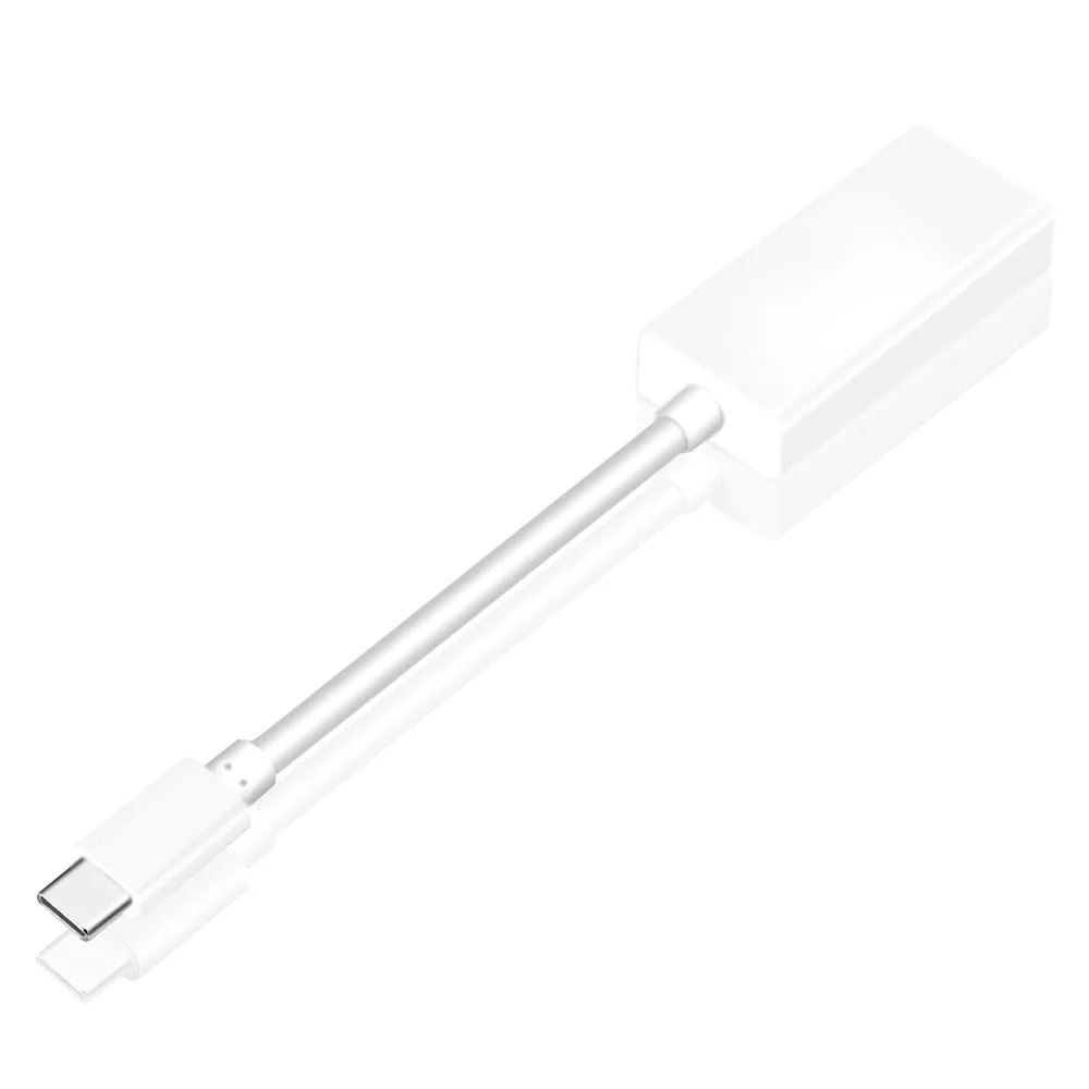 White ABS Thunderbolt 3 USB-C to Thunderbolt 2 adapter for MacBook Pro connecting older devices