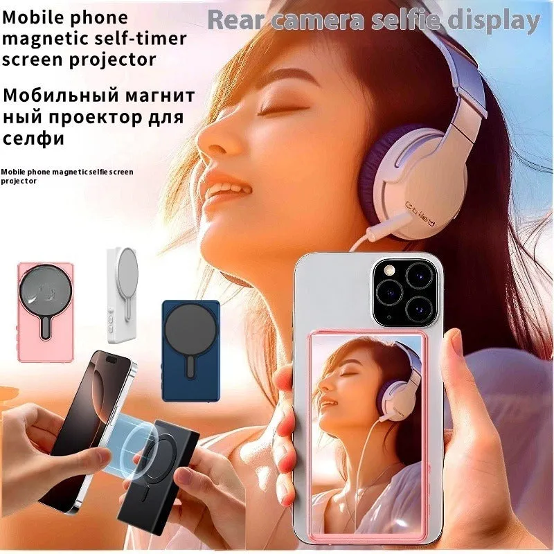 Magnetic display rear monitoring device for live broadcast with Bluetooth remote and HDMI same-screen in white