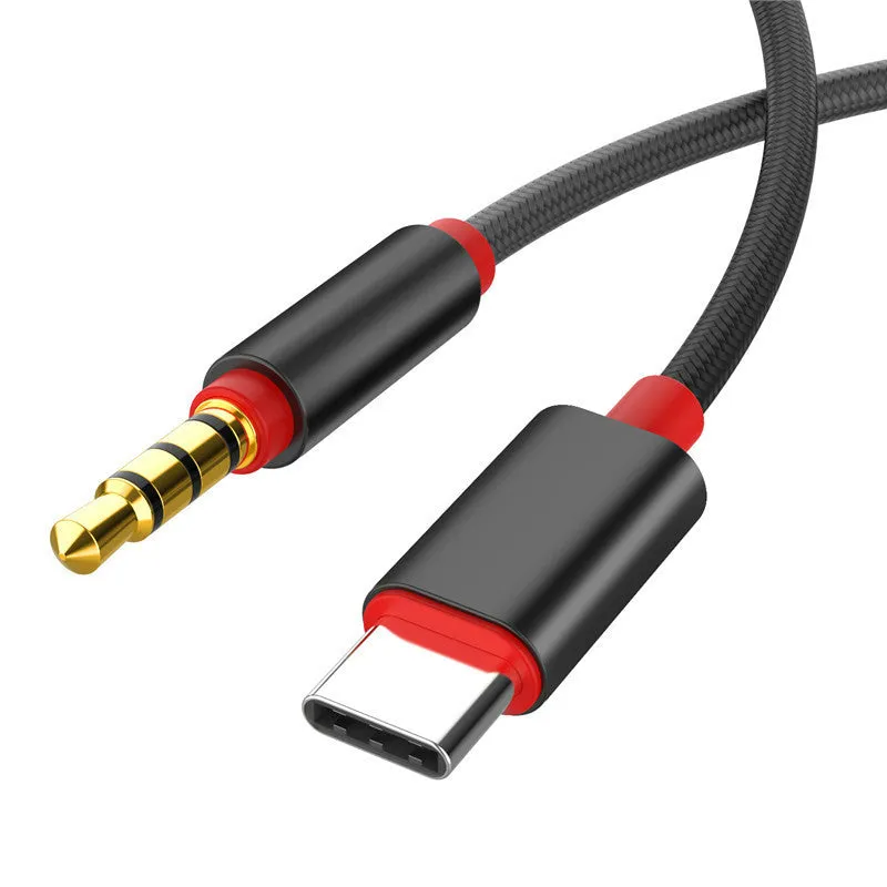 Nylon-braided 3.5mm car audio adapter cable in silver and black colour options.
