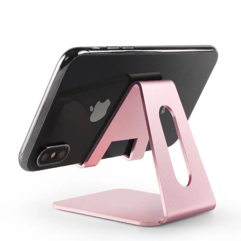 Metal desktop phone holder in black with adjustable arm compatible with Apple iPhone charging