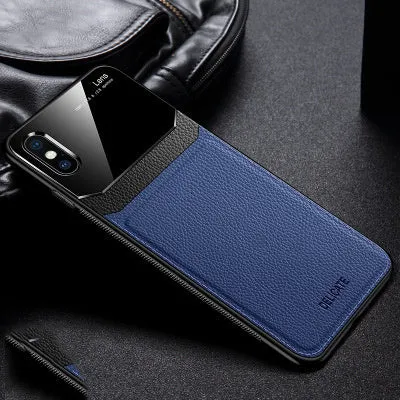 Anti-drop PC and leather phone case for Apple iPhone back cover in solid colour