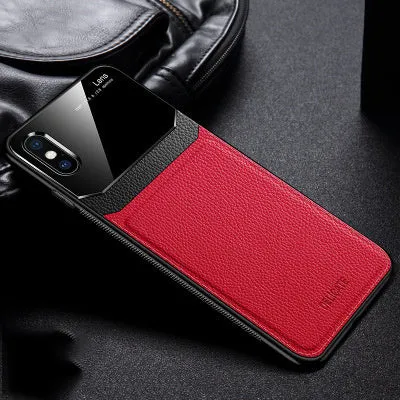 Anti-drop PC and leather phone case for Apple iPhone back cover in solid colour