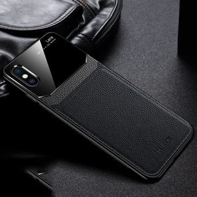 Anti-drop PC and leather phone case for Apple iPhone back cover in solid colour