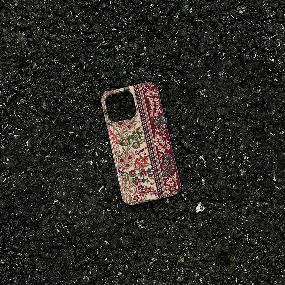 Advanced Pattern Plaid Phone Case for iPhone with anti-fingerprint and floral print back cover