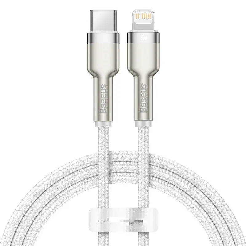 Mobile phone 20W fast charging cable with Type-C to Apple connector in black, 1m length