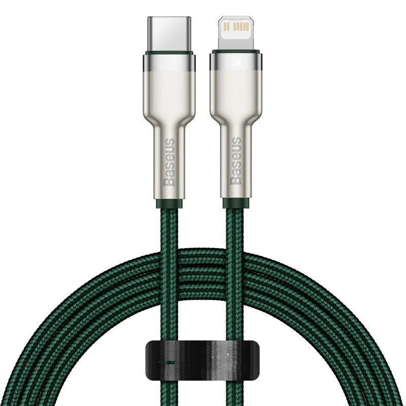 Mobile phone 20W fast charging cable with Type-C to Apple connector in black, 1m length
