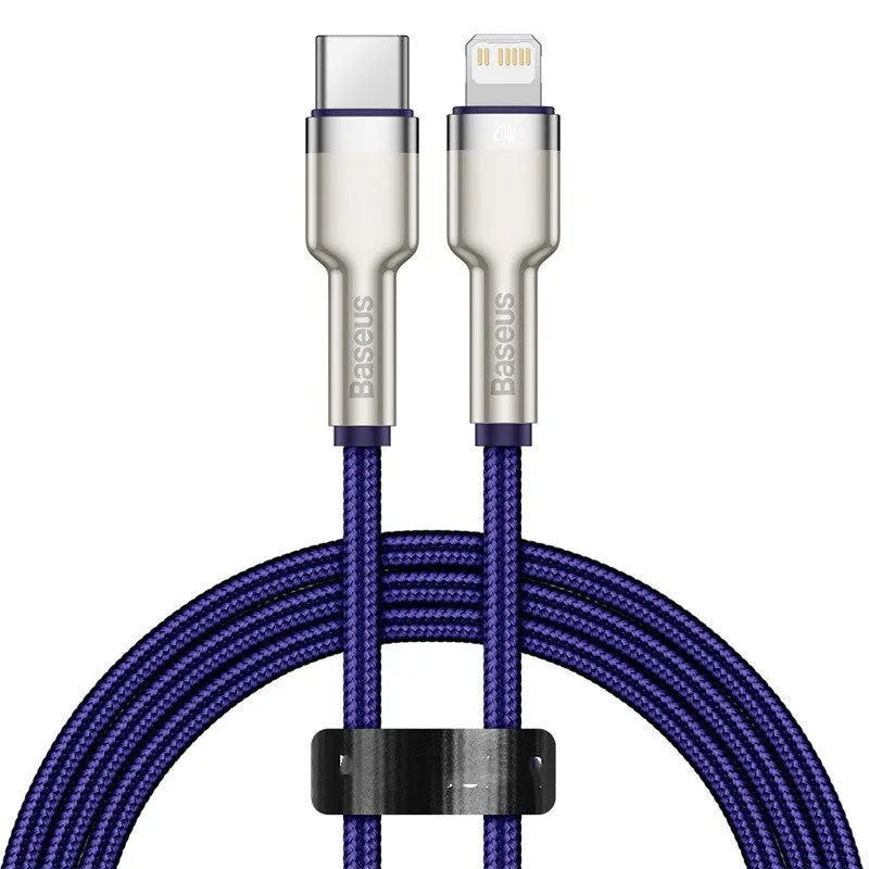 Mobile phone 20W fast charging cable with Type-C to Apple connector in black, 1m length