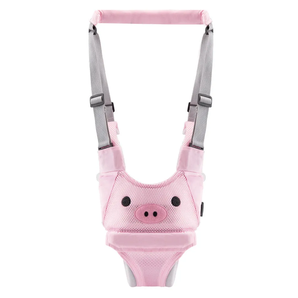 Baby walking harness belt in cotton with adjustable lift and pull functions for toddler walking practice