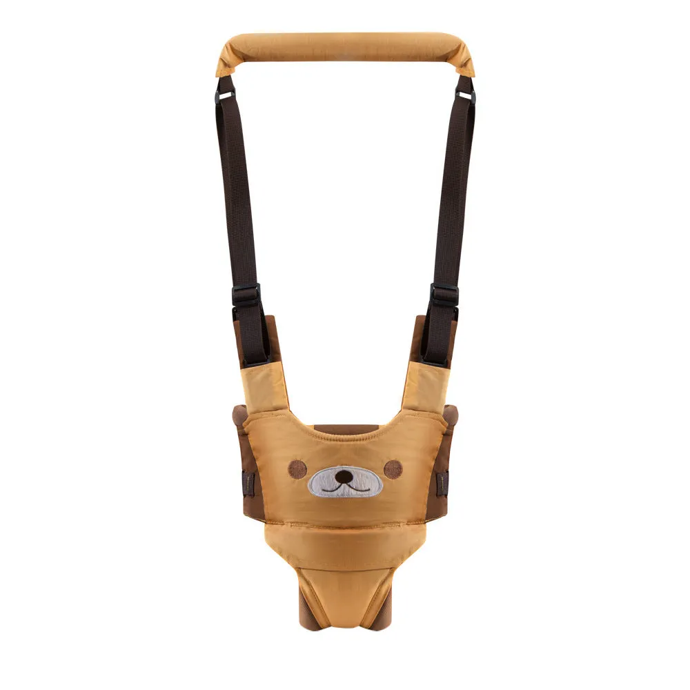 Baby walking harness belt in cotton with adjustable lift and pull functions for toddler walking practice