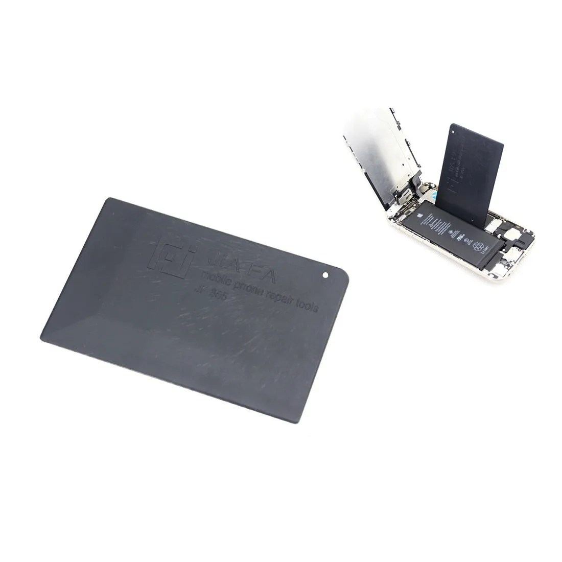 11-in-1 mobile phone disassembling tool kit with screwdrivers, pry sheets, sucker, and adhesive in a 120x200x20mm pack