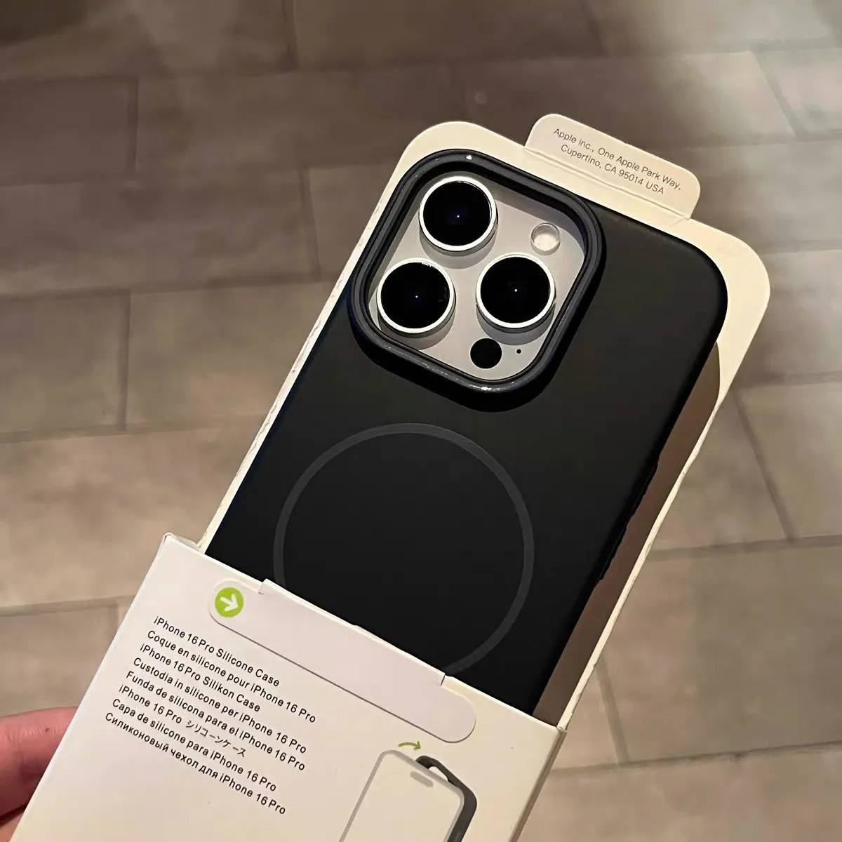 Fine Circle Magnetic Phone Case Frosted Hard Shell in gray for iPhone showing magnetic ring and frosted texture
