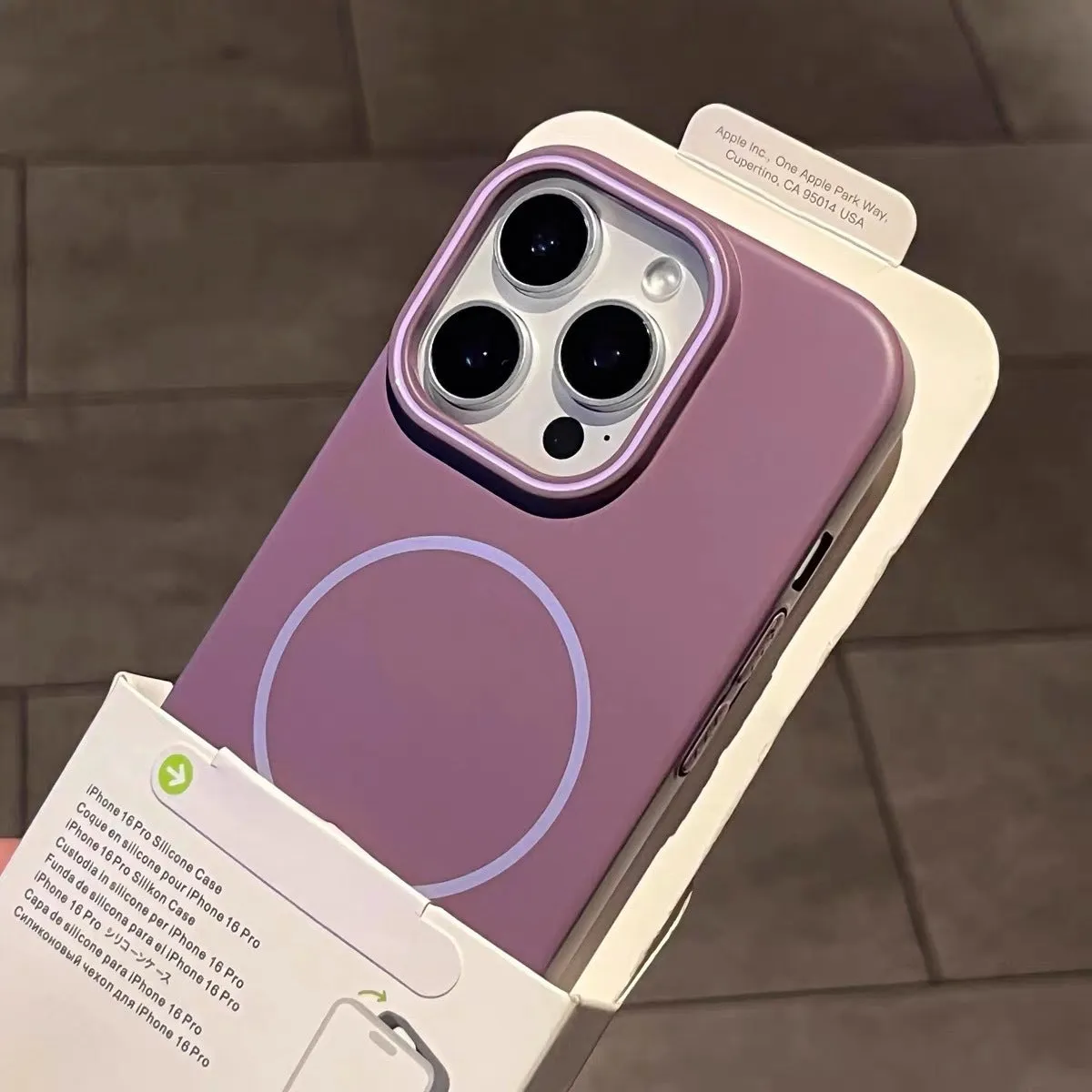 Fine Circle Magnetic Phone Case Frosted Hard Shell in gray for iPhone showing magnetic ring and frosted texture