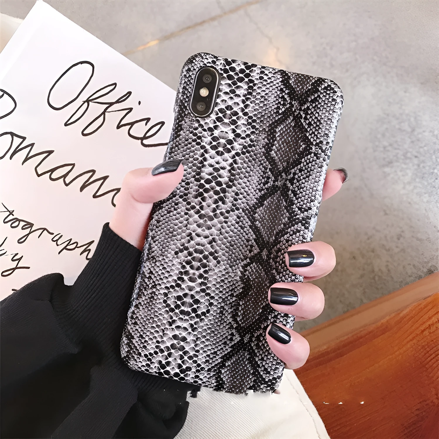 Leather luxury snake skin iPhone back cover in brown, grey, white TPU PC