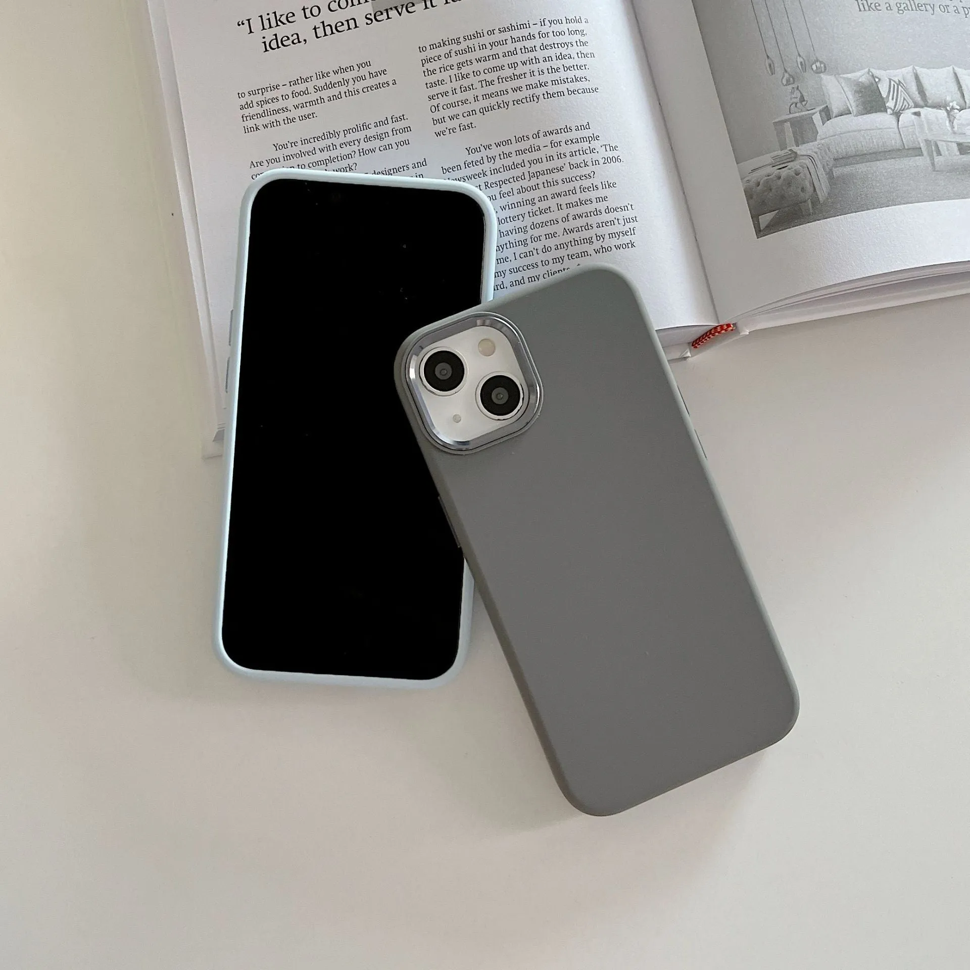 Full-cover liquid silicone metal phone case for iPhone 12 13 14 in Antique White colour