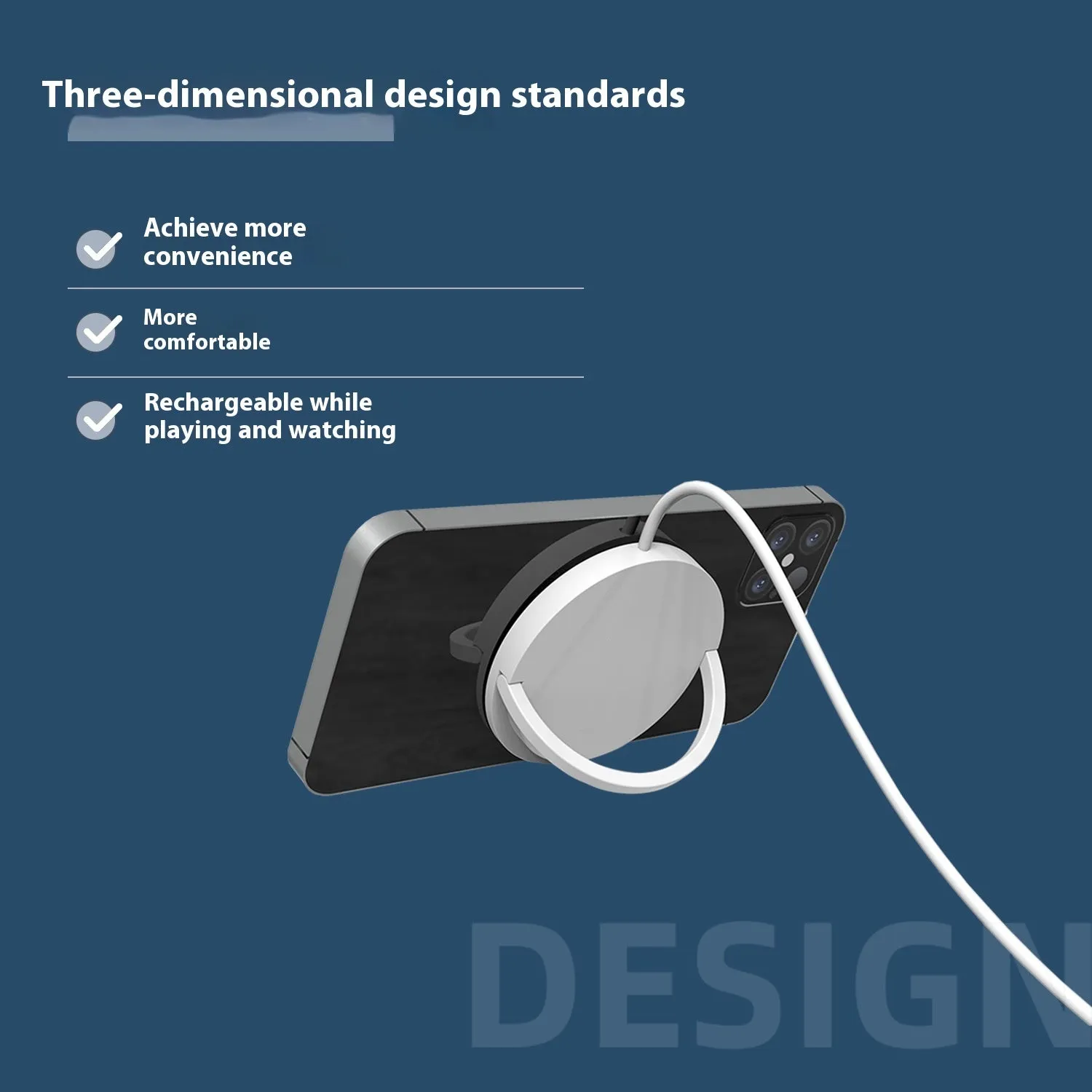 15W magnetic wireless charger pad in black with TypeC port for iPhone and Android
