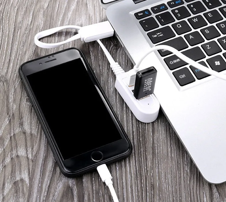 Multi-functional 3-port USB expansion hub with Micro USB cable for charging and data sync