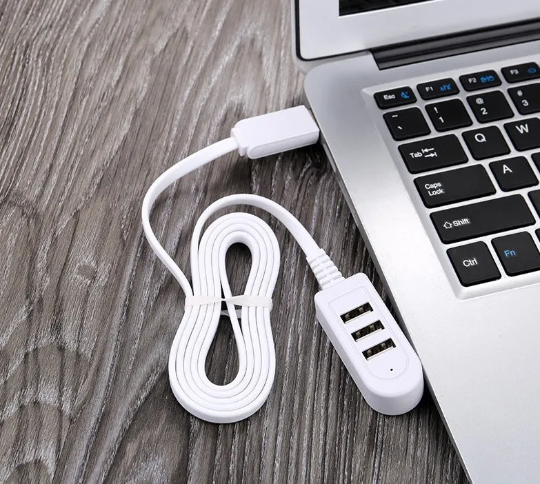Multi-functional 3-port USB expansion hub with Micro USB cable for charging and data sync