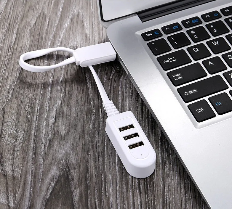 Multi-functional 3-port USB expansion hub with Micro USB cable for charging and data sync