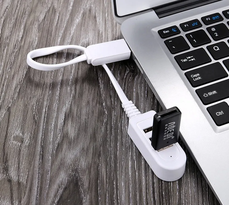 Multi-functional 3-port USB expansion hub with Micro USB cable for charging and data sync