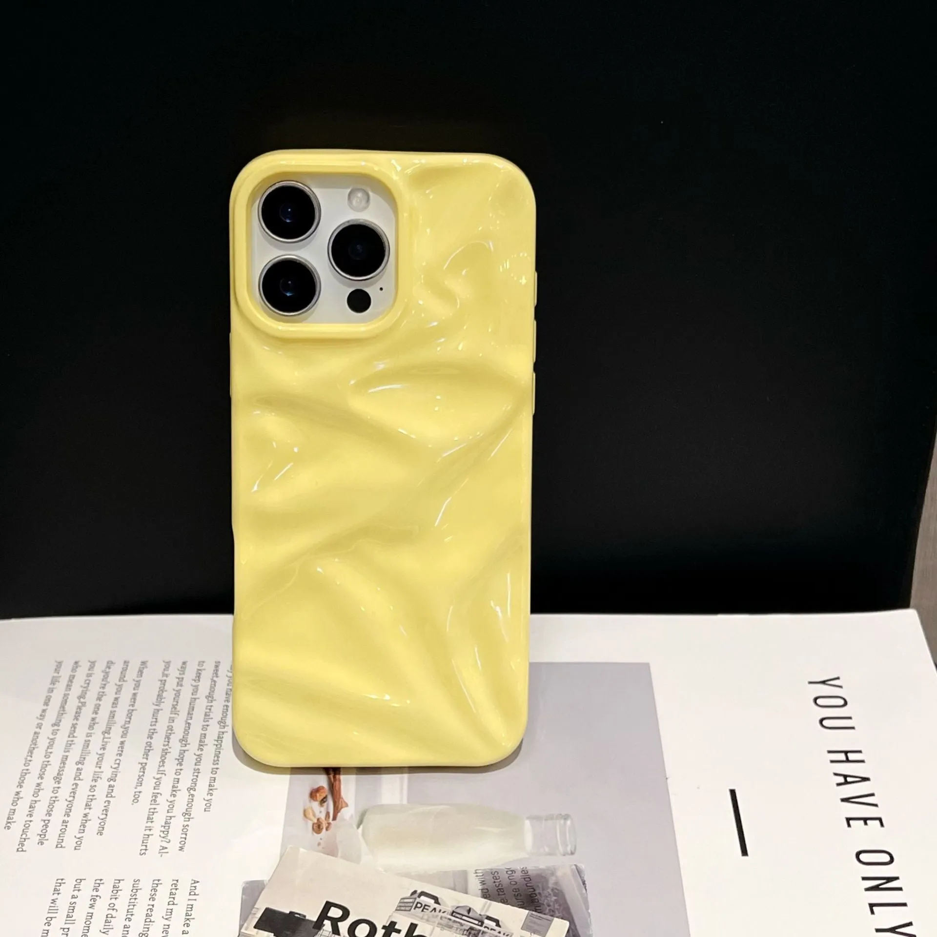 TPU macaron colour phone case with three-dimensional pleated pattern for iPhone