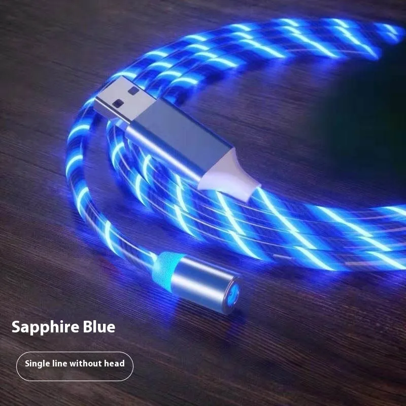 Magnetic streamer data cable Type-C three-in-one charge cable with TPE jacket in 1m length colourful colour