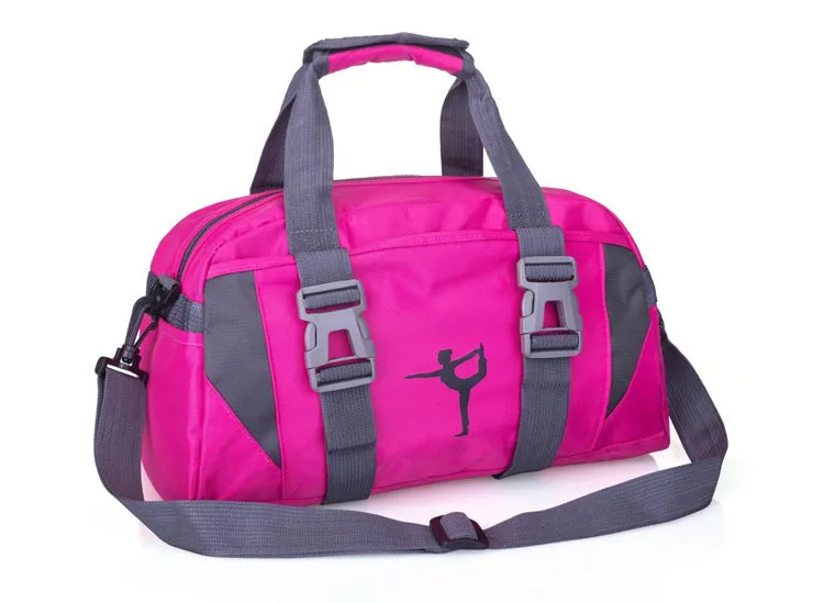 Nylon yoga and gym bag in medium or large size with carrying handles in choice of six colours