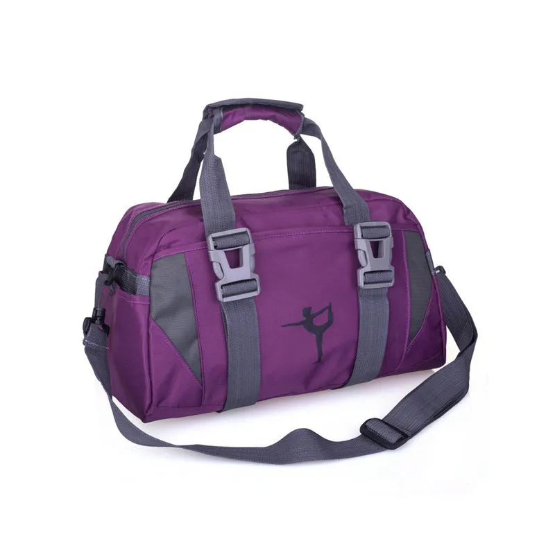 Nylon yoga and gym bag in medium or large size with carrying handles in choice of six colours