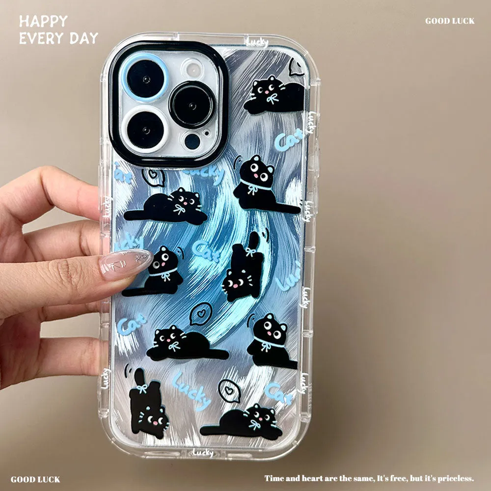 Blue fur cat PC phone case for Apple iPhone with spray paint finish and drop protection
