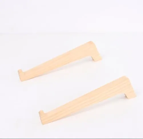 Solid wood notebook computer stand with raised cooling base on a desk, six style options for laptops