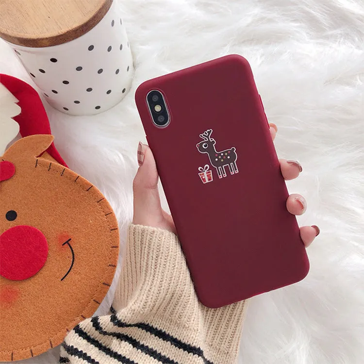 Christmas frosted TPU phone case with elk design for iPhone
