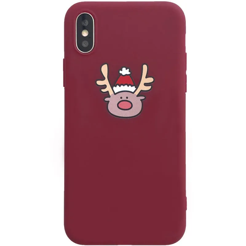 Christmas frosted TPU phone case with elk design for iPhone
