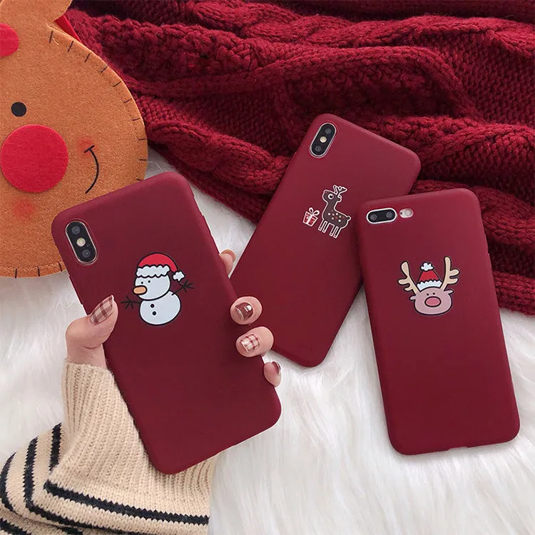 Christmas frosted TPU phone case with elk design for iPhone